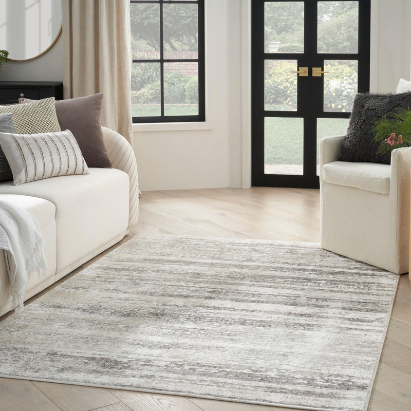 Nourison Glitz GLZ10 Cream Grey Modern Indoor Rug