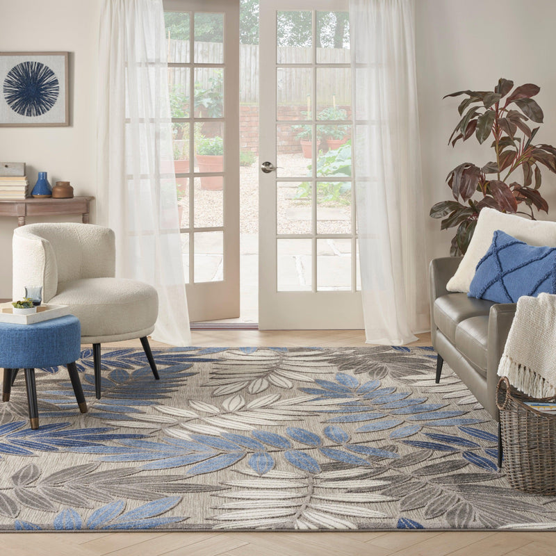 Nourison Aloha ALH18 Grey Blue Tropical Rug