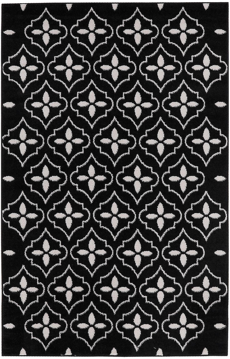 Nourison Nourison Essentials NRE04 Black Ivory Modern Rug