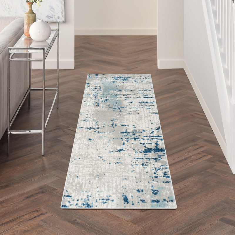 Nourison Quarry QUA01 Ivory Grey Blue Modern Indoor Rug