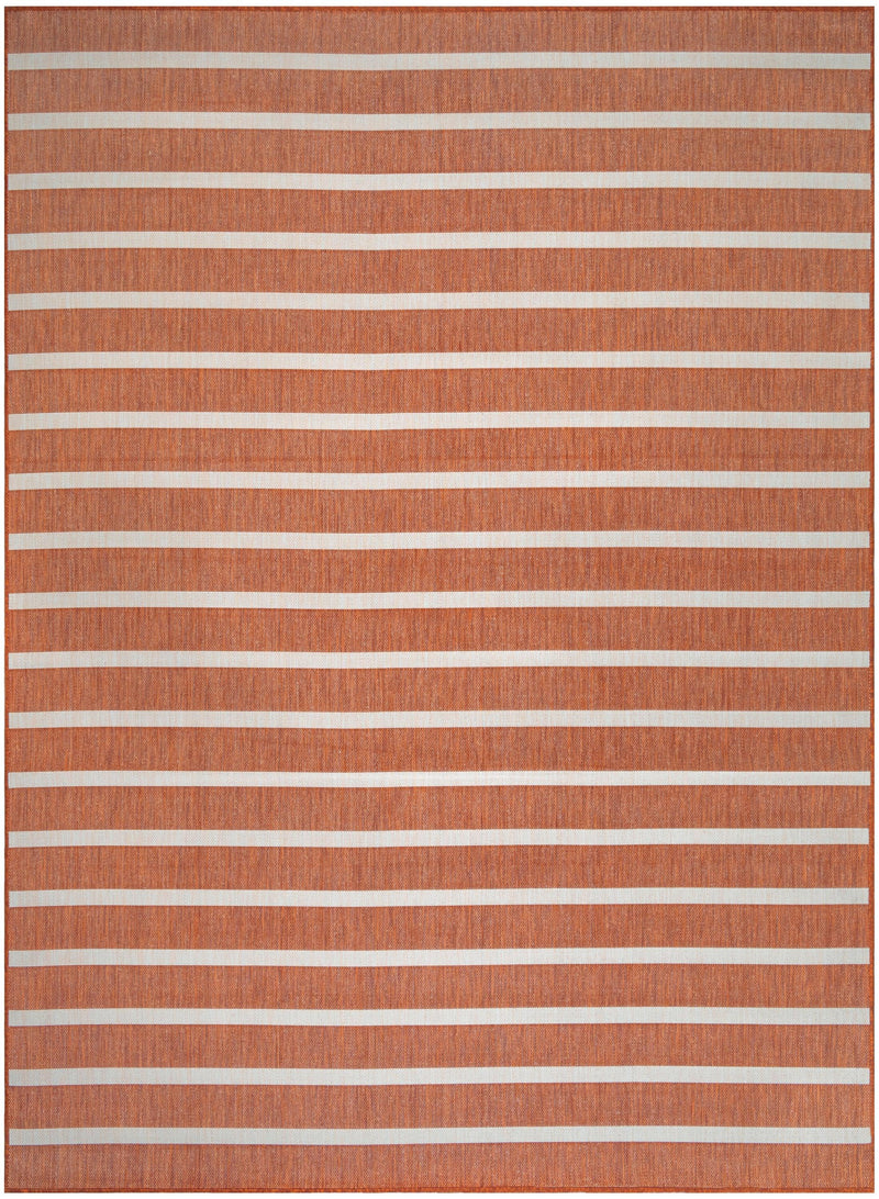 Nourison Positano POS03 Terracotta Ivory Modern Rug