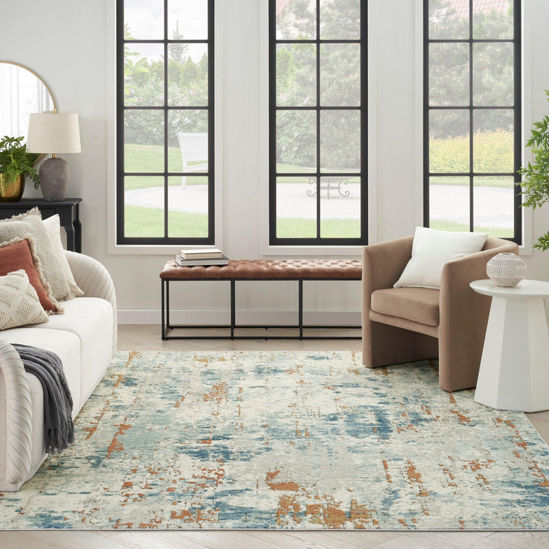 Nourison Quarry QUA01 Beige Blue Rust Modern Indoor Rug