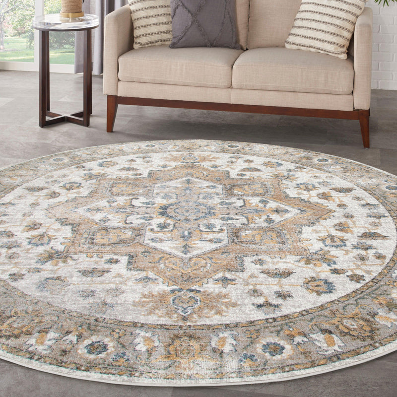 Nourison Astra Machine Washable ASW12 Silver Grey Vintage Indoor Rug