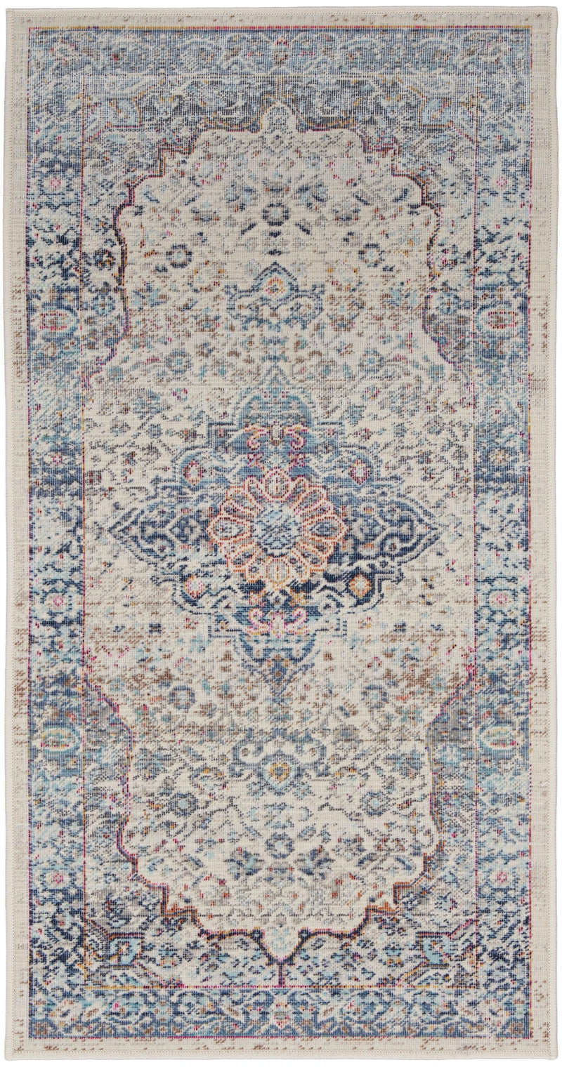 Nourison Vintage Kashan VKA07 Ivory Blue Vintage Indoor Rug