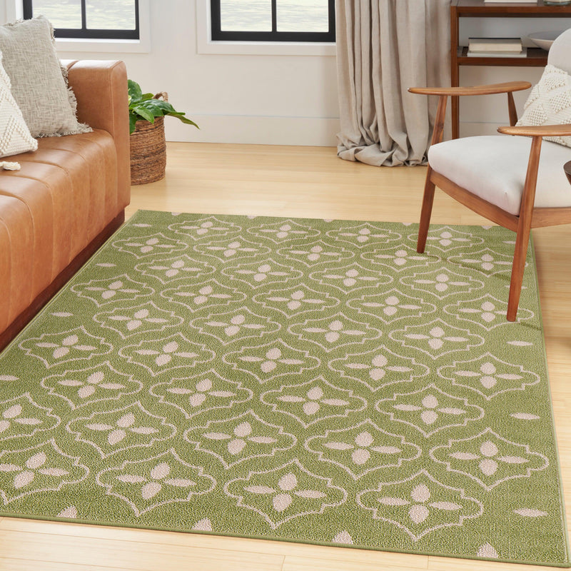 Nourison Nourison Essentials NRE04 Green Ivory Modern Rug