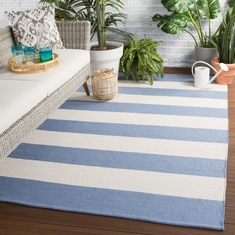 Jaipur Living Remora Indoor/ Outdoor Striped Blue/ Ivory Area Rug - Modern Rug Importers