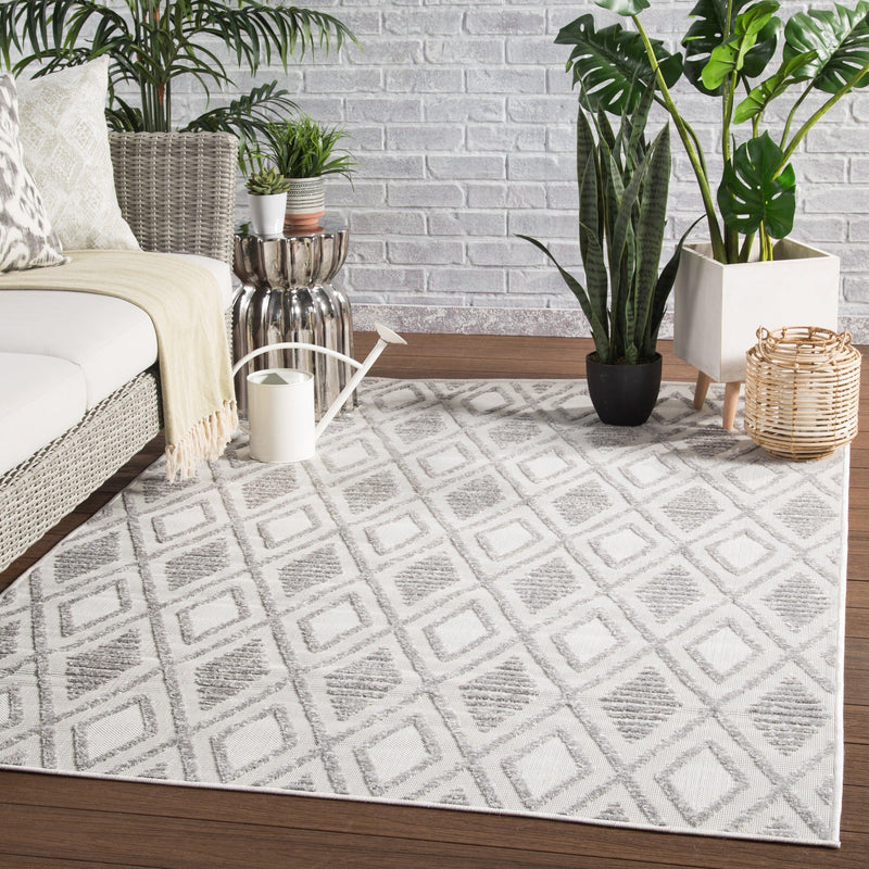 Jaipur Living Meira Indoor/ Outdoor Trellis Gray/ White Area Rug - Modern Rug Importers