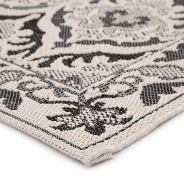 Jaipur Living Laurel Indoor/ Outdoor Damask Dark Gray/ Cream Area Rug - Modern Rug Importers