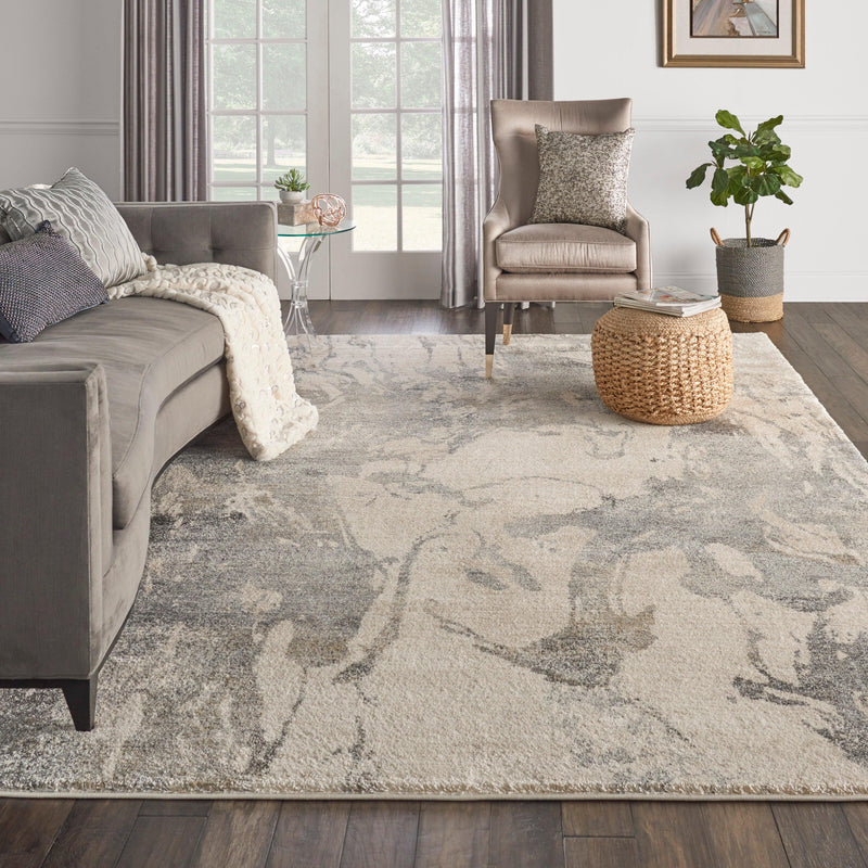 Nourison Fusion FSS16 Cream Grey Modern Indoor Rug