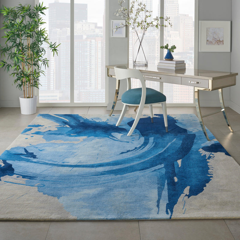 Nourison Symmetry SMM01 Blue/Ivory Artistic Indoor Rug