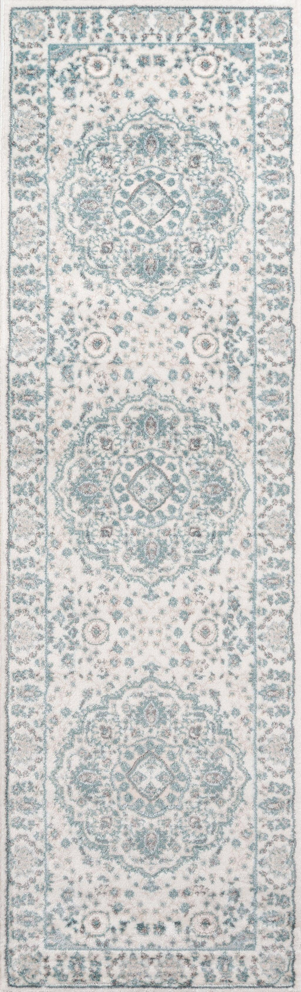 Brooklyn Heights Ivory Designer Medallion Runner Rug - Modern Rug Importers