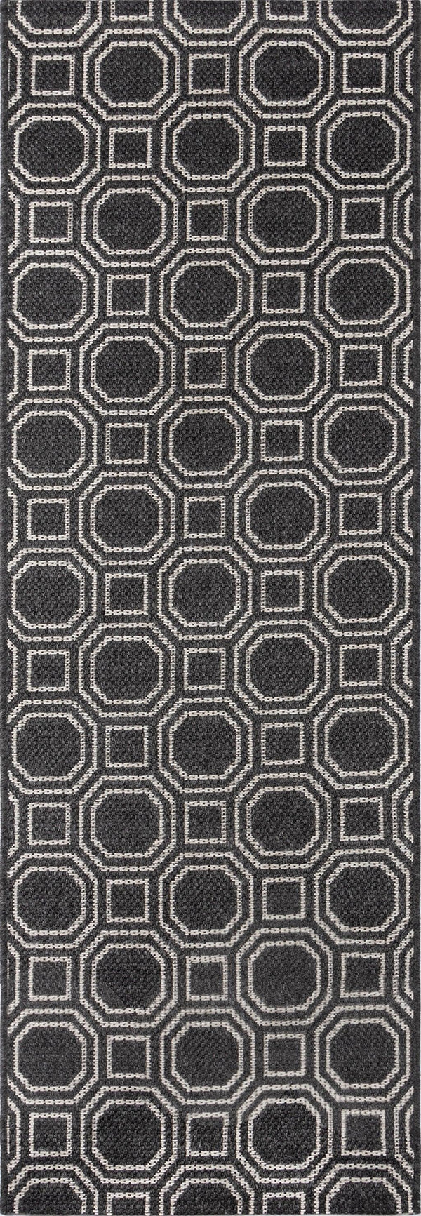 Downeast Charcoal Camden Designer Geometric Runner Rug - Modern Rug Importers