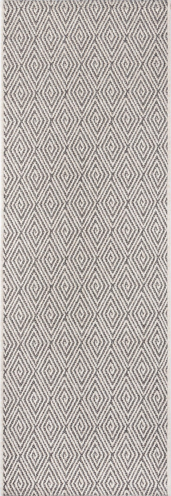 Downeast Charcoal Wells Designer Geometric Runner Rug - Modern Rug Importers