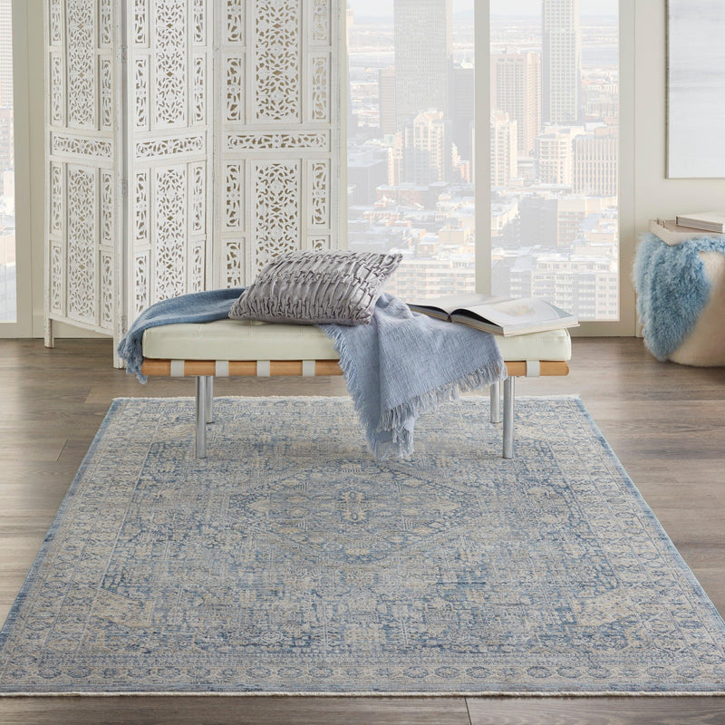 Nourison Lustrous Weave LUW02 Blue/Ivory Floral Indoor Rug