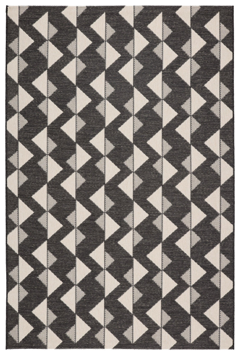 Jaipur Living Zemira Indoor/ Outdoor Geometric Black/ Cream Area Rug - Modern Rug Importers