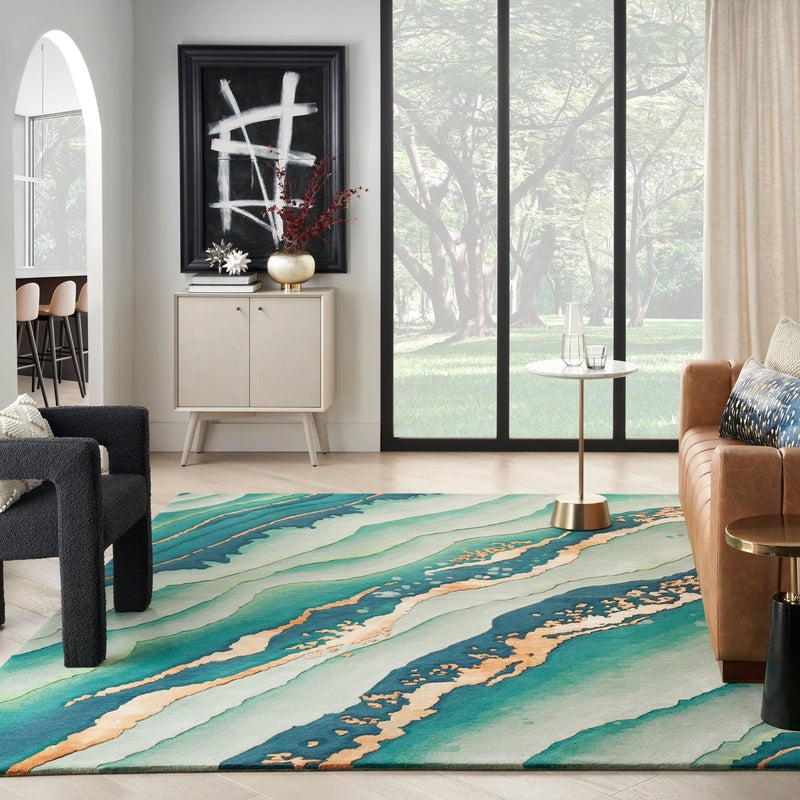 Nourison Prismatic PRS30 Emerald Modern Indoor Rug