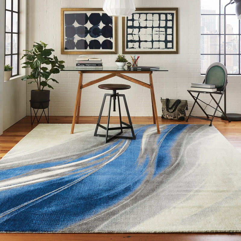 Nourison Twilight TWI28 Ivory Grey Blue Artistic Indoor Rug