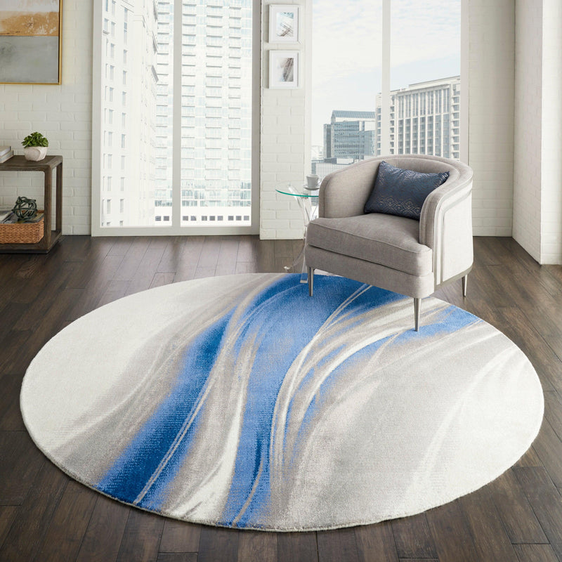 Nourison Twilight TWI28 Ivory Grey Blue Artistic Indoor Rug