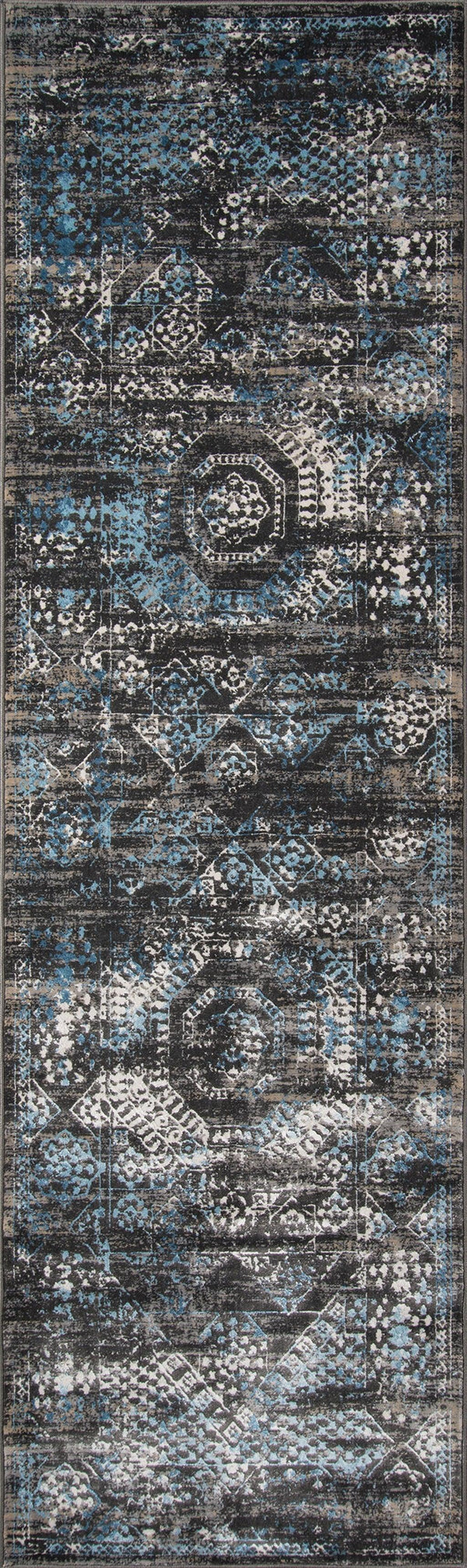 Juliet Charcoal Distressed Design Runner Rug - Modern Rug Importers