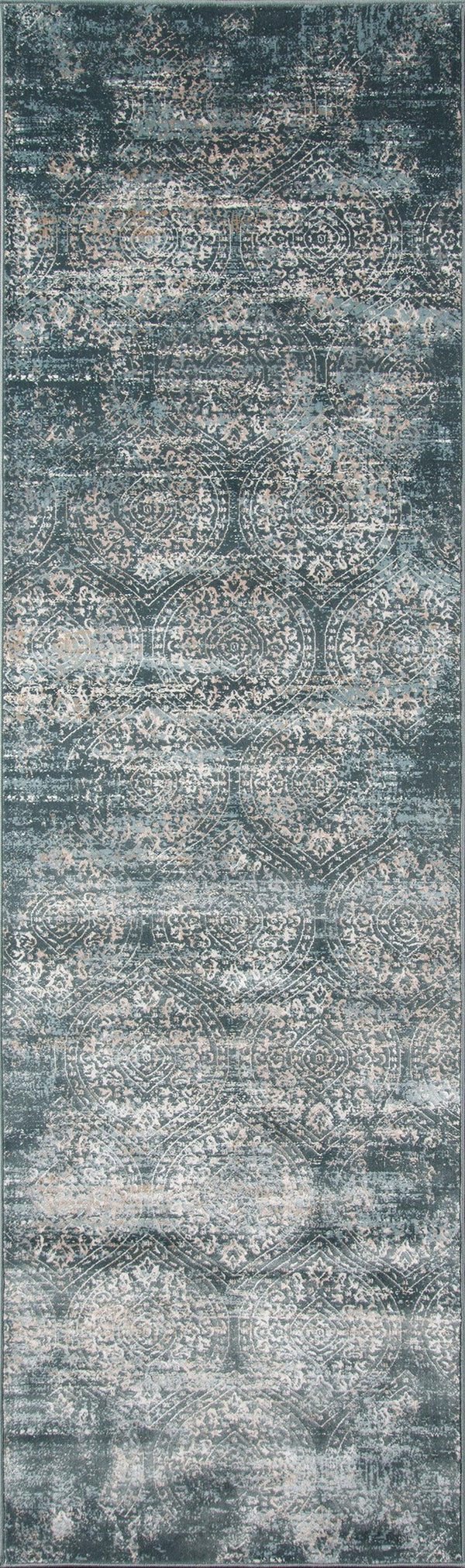 Juliet Green Distressed Design Runner Rug - Modern Rug Importers