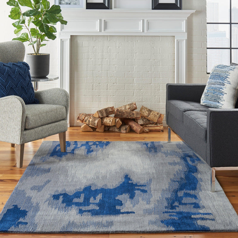 Nourison Symmetry SMM10 Grey/Blue Artistic Indoor Rug