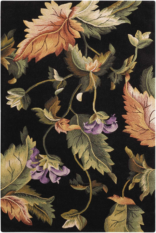 Nourison Tropics TS05 Black Floral Indoor Rug