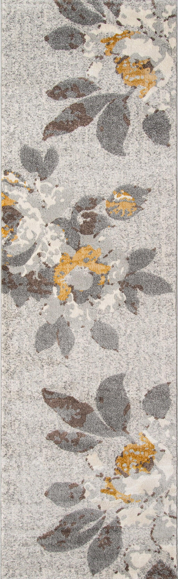 Luxe Grey Designer Floral Runner Rug - Modern Rug Importers