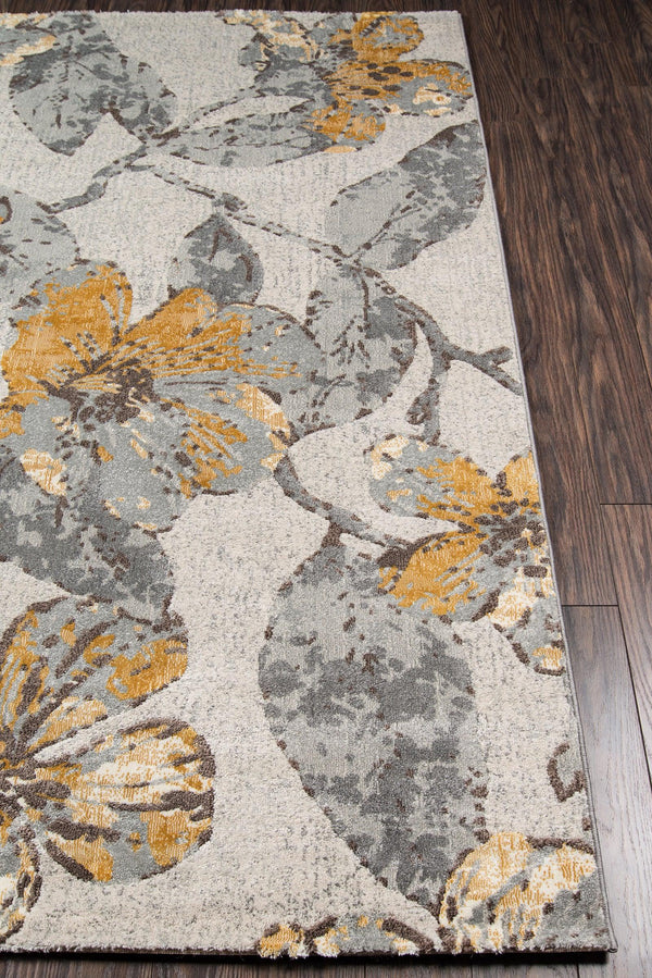 Luxe Grey Designer Floral Runner Rug - Modern Rug Importers