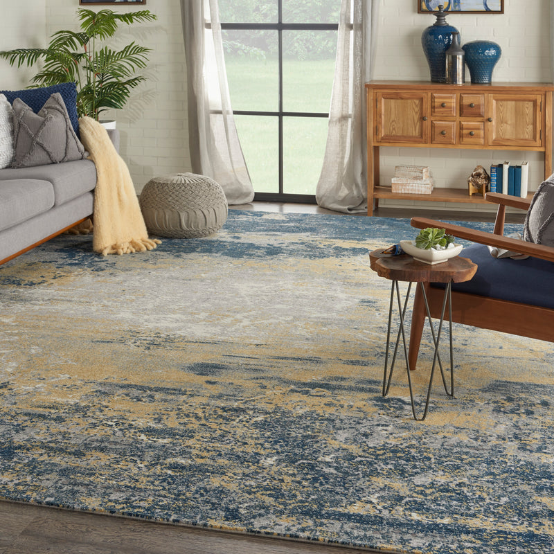 Nourison Twilight TWI22 Navy Gold Modern Indoor Rug