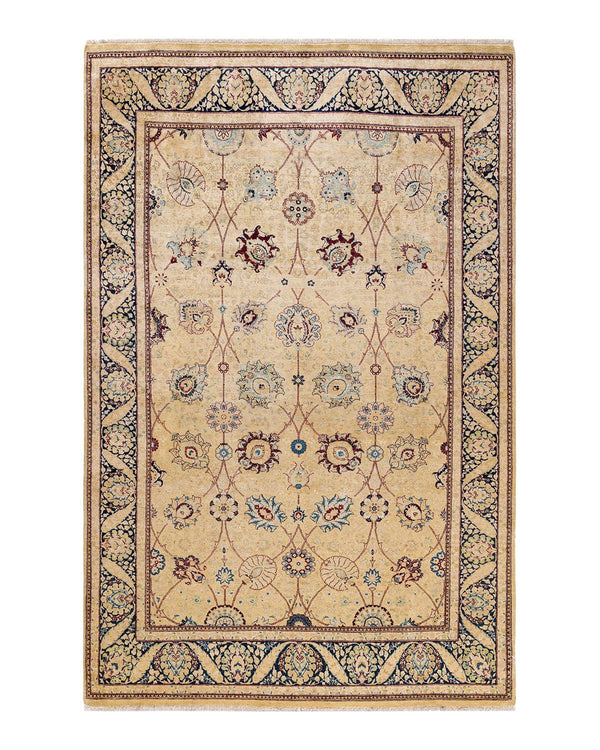 One-of-a-Kind Imported Hand-knotted Area Rug  - Beige,  6' 0" x 9' 1" - Modern Rug Importers