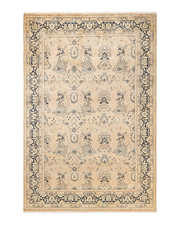 One-of-a-Kind Imported Hand-Knotted Area Rug  - Beige, 6' 1" x 9' 0" - Modern Rug Importers