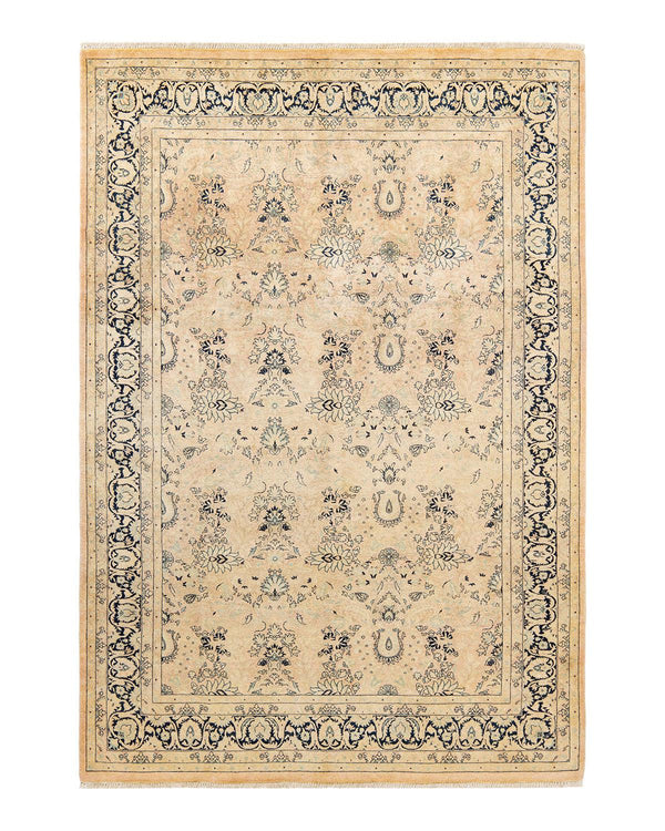 One-of-a-Kind Imported Hand-Knotted Area Rug  - Beige, 6' 2" x 9' 0" - Modern Rug Importers