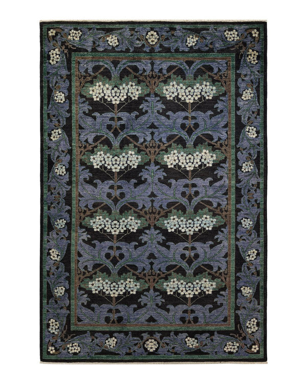 One-of-a-Kind Imported Hand-knotted Area Rug  - Black, 5' 10" x 8' 10" - Modern Rug Importers