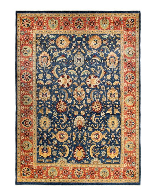 One-of-a-Kind Imported Hand-knotted Area Rug  - Blue,  10' 1" x 13' 10" - Modern Rug Importers