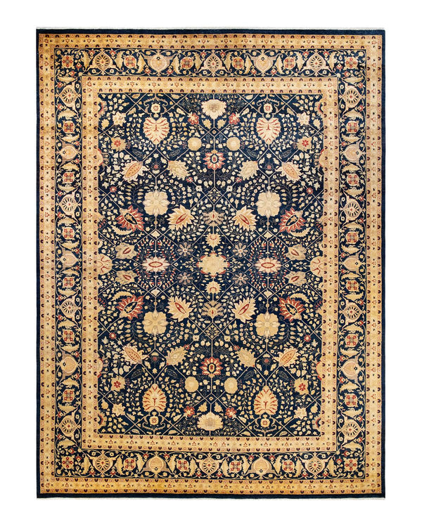 One-of-a-Kind Imported Hand-knotted Area Rug  - Blue,  10' 2" x 13' 9" - Modern Rug Importers