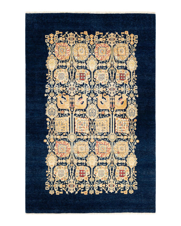 One-of-a-Kind Imported Hand-knotted Area Rug  - Blue, 5' 10" x 9' 0" - Modern Rug Importers