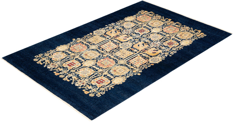 One-of-a-Kind Imported Hand-knotted Area Rug  - Blue, 5' 10" x 9' 0" - Modern Rug Importers