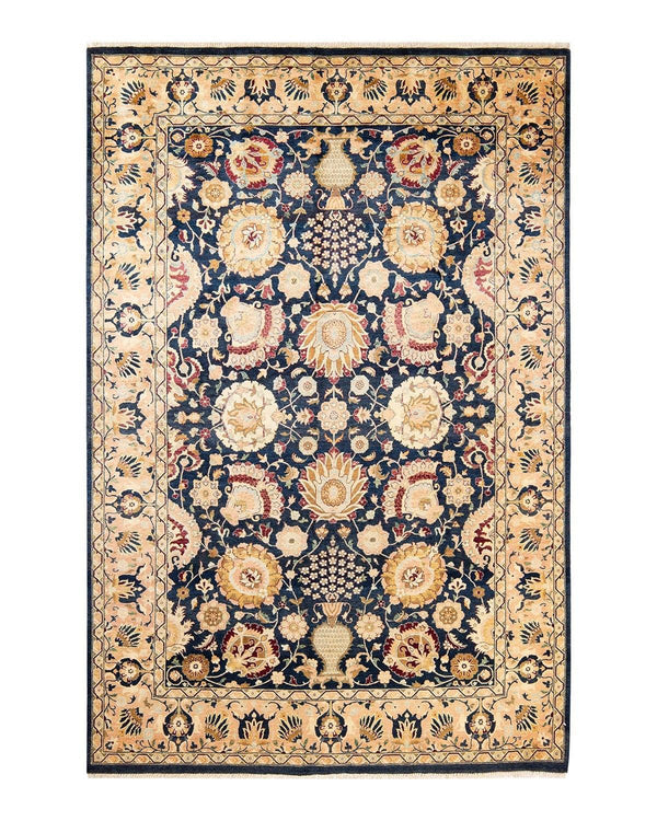 One-of-a-Kind Imported Hand-Knotted Area Rug  - Blue, 6' 0" x 8' 10" - Modern Rug Importers