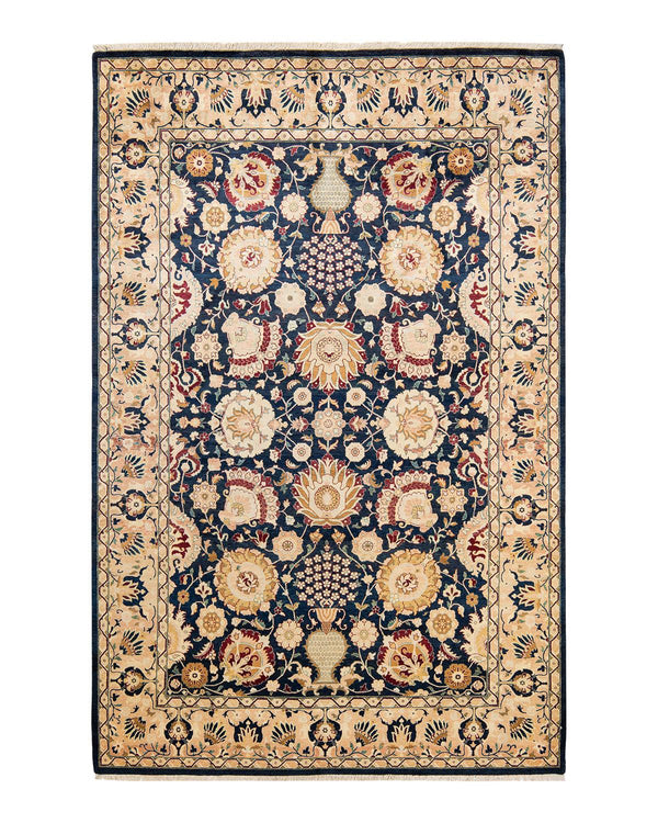 One-of-a-Kind Imported Hand-Knotted Area Rug  - Blue, 6' 0" x 9' 1" - Modern Rug Importers