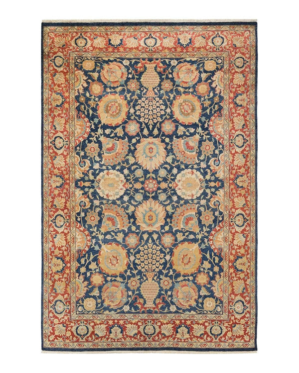 One-of-a-Kind Imported Hand-knotted Area Rug  - Blue, 6' 1" x 6' 1" - Modern Rug Importers