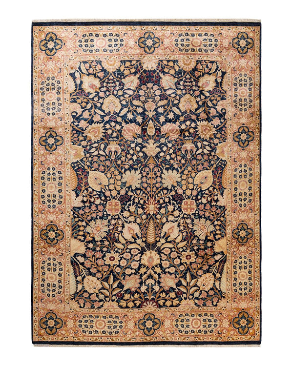 One-of-a-Kind Imported Hand-Knotted Area Rug  - Blue,  6' 1" x 8' 10" - Modern Rug Importers