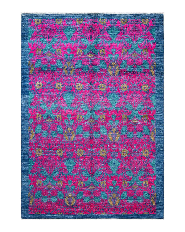 One-of-a-Kind Imported Hand-knotted Area Rug  - Blue, 6' 1" x 8' 10" - Modern Rug Importers