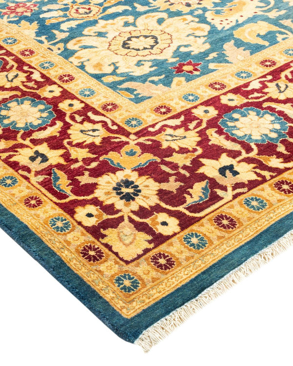 One-of-a-Kind Imported Hand-Knotted Area Rug  - Blue, 6' 1" x 8' 10" - Modern Rug Importers