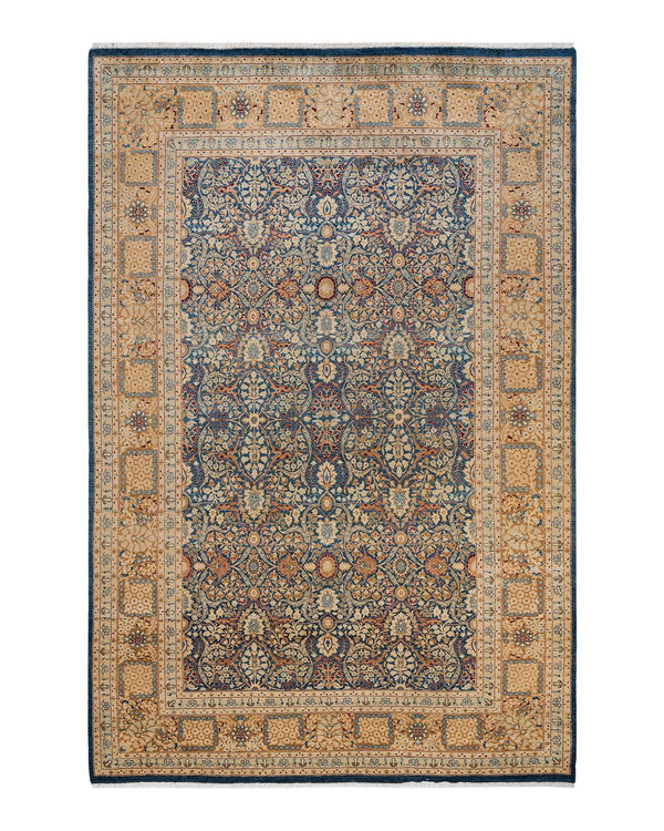 One-of-a-Kind Imported Hand-Knotted Area Rug  - Blue, 6' 1" x 9' 0" - Modern Rug Importers