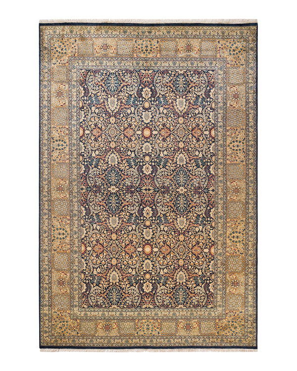 One-of-a-Kind Imported Hand-Knotted Area Rug  - Blue, 6' 1" x 9' 0" - Modern Rug Importers