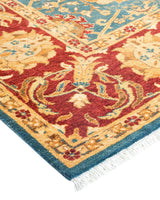 One-of-a-Kind Imported Hand-Knotted Area Rug  - Blue, 6' 1" x 9' 1" - Modern Rug Importers