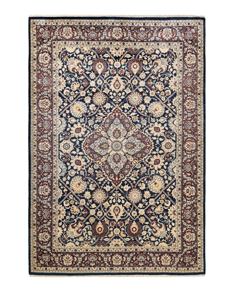 One-of-a-Kind Imported Hand-knotted Area Rug  - Blue, 6' 1" x 9' 2" - Modern Rug Importers