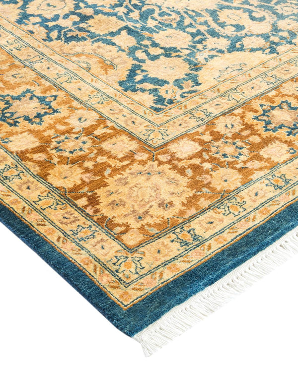 One-of-a-Kind Imported Hand-Knotted Area Rug  - Blue, 6' 1" x 9' 3" - Modern Rug Importers