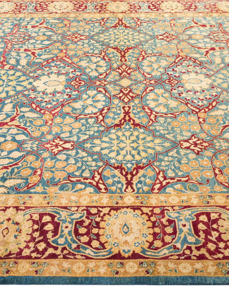 One-of-a-Kind Imported Hand-Knotted Area Rug  - Blue, 6' 1" x 9' 3" - Modern Rug Importers