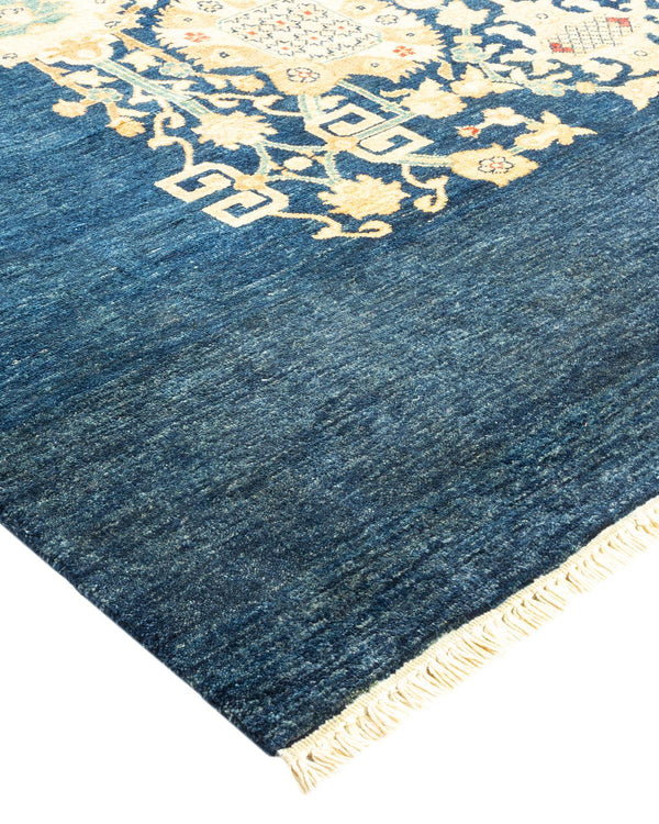 One-of-a-Kind Imported Hand-knotted Area Rug  - Blue, 8' 1" x 10' 2" - Modern Rug Importers